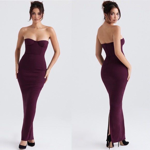 House of CB 'Lucia' Grape Starpless Corset Maxi Dress wine burgundy NWOT size S - Picture 10 of 11